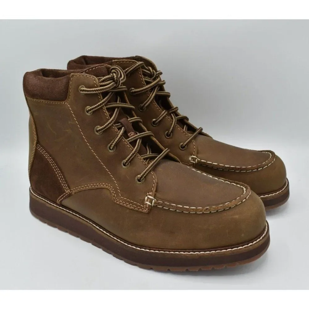Kodiak Mens‎ Size 9 Devick Saddleback Brown Wedge Moc Toe Lace Up Boots Shoes